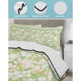 thumbnail image 3 of Quilts Queen Size Bedding Set, Spring Floral Reversible Summer Quilt 3 Pieces, Watercolor Orchid Flowers Leaves Botanical Green Lightweight Bedspreads Coverlets with 2 Pillow Shams for All Seasons, 3 of 5