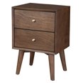 thumbnail image 2 of Alpine Furniture Flynn Mid Century Modern 2 Drawer Nightstand, Walnut, 2 of 3