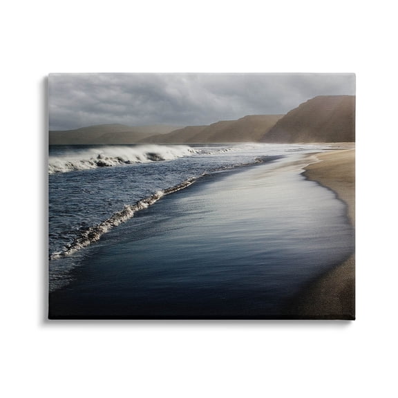Beach Foam Rolling Waves Coastal Photograph Gallery Wrapped Canvas Print Wall Art
