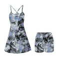 thumbnail image 5 of Psesaysky Psychedelic Palm Leaves Print Athletic Dress for Women Square Neck Sleeveless Spaghetti Strap Tennis Dress for Yoga Golf Exercise, Size M, 5 of 5