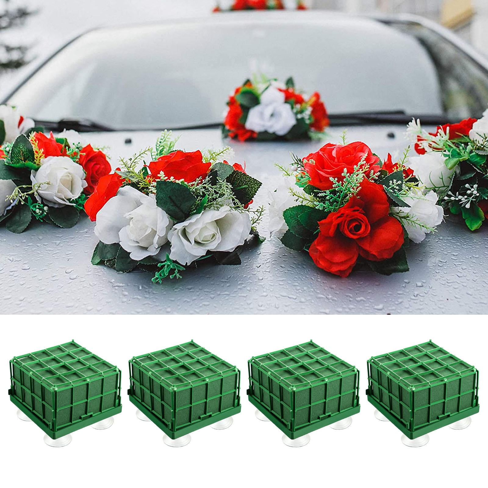 GUOOL 4 Pack Square Floral Foam Cage Flower Holder, Floral Foam for Fresh Flowers Cage Bowl for Table Centerpiece Floral Arrangement (4.3 X 4..5 Inch)