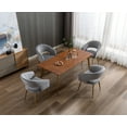 thumbnail image 5 of Guyou Modern Velvet Dining Chair Set of 2, Upholstered Accent Armchair with Hollow Back and Gold Metal Legs for Living Room Dining Room Kitchen Reception Room, Grey, 5 of 14