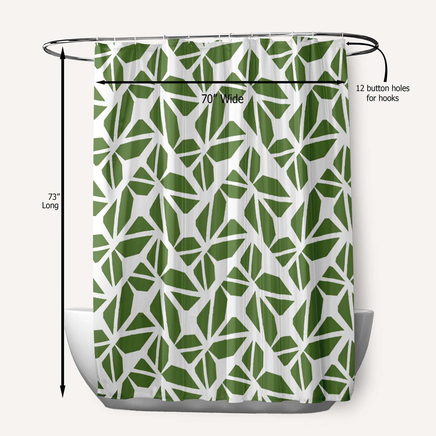 Simply Daisy 70" W x 73" L Kaleidoscope Graffiti Polyester Shower Curtain, Scallion [1 Ct]
