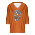thumbnail image 5 of Ailaofu Women's Rhinestone Skull Vest Long 3/4 Sleeve Summer V-Neck Sleeveless Shirt, 5 of 5