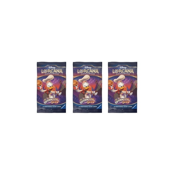 3 Packs Lorcana 12 Card Booster Pack Lorcana Shimmering Skies