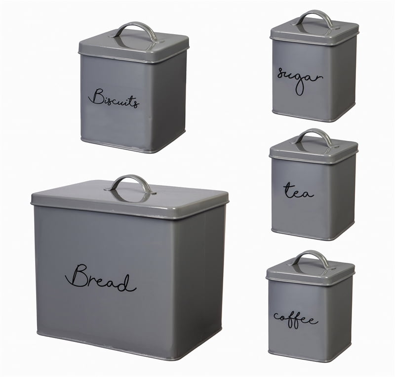 Steel Kitchen Canisters, 5 Pcs, Grey - Walmart.com