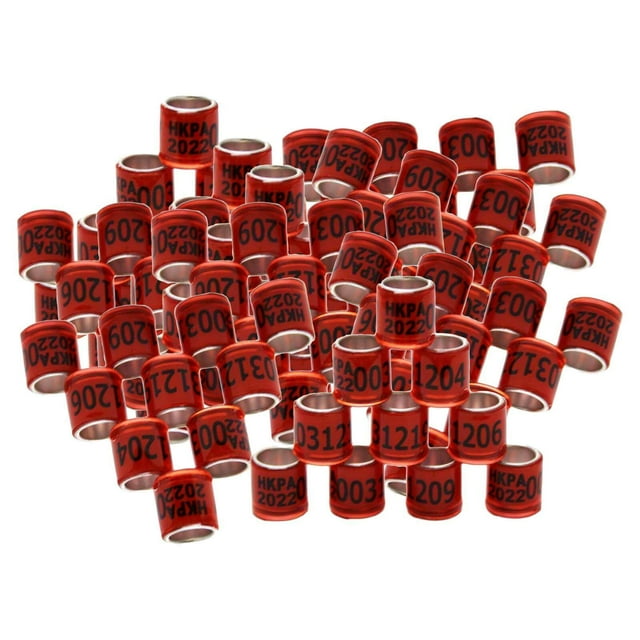 ruzhgo 100 Pcs 2022 Anneaux de Pied de Pigeon de Course en Aluminium Dove 8 mm Rouge