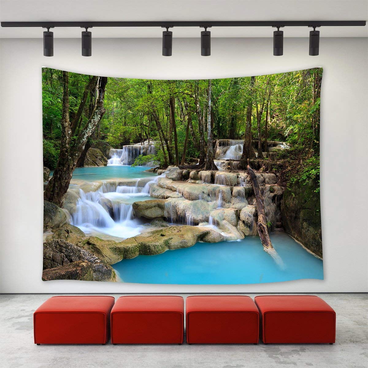 CADecor Natural Waterfall Decor Collection, Deep Forest River Stream
