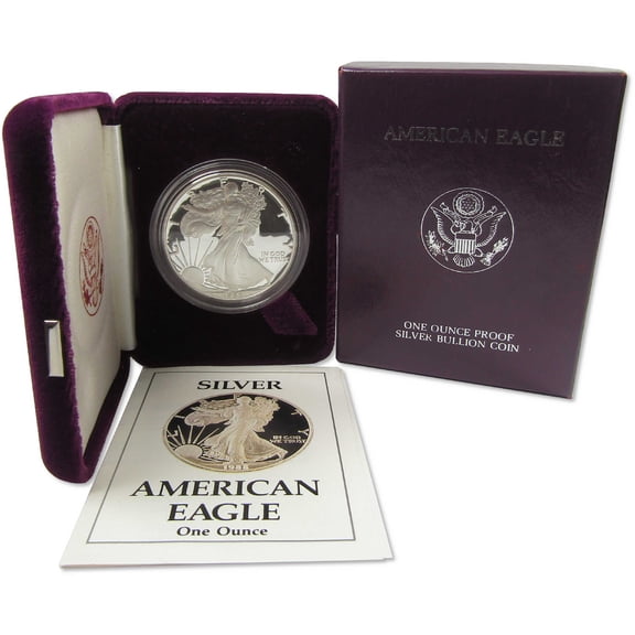 1988 S American Silver Eagle Choice Proof Bullion $1 Coin OGP COA