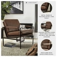 thumbnail image 3 of Signature Design by Ashley Puckman Accent Chair, Brown Genuine Leather, Bronze-Tone Metal Frame, Modern Industrial, 3 of 10
