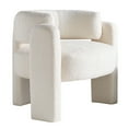 thumbnail image 6 of 34.6" Wide Boucle Accent Chair, Modern White Living Room Chair with Solid Wood Frame, Comfy Upholstered Barrel Side Chair for Makeup, Living Room, Bedroom and Office, 6 of 7