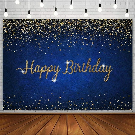 Royal Blue Gold Happy Birthday Backdrop Bday Birthday Party Decorations Supplies for Prince Boy Twinkle Little Star Royal Celebration Photography Background Banner Cake Table Props