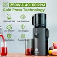 thumbnail image 4 of Ventray Cold Press Juicer, 4.7" Large Feed Chute Masticating Juicer with Extended Extraction Tech for Vegetables & Fruits, Easy Clean Design and High Juice Yield - Black, 4 of 6
