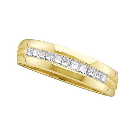 Princess Diamond Man Wedding Ring - 14kt Yellow Gold Mens Princess Diamond Single Row Band Wedding Ring 1/2 Cttw Fine Jewelry Ideal Gifts For Women Gift Set From Heart