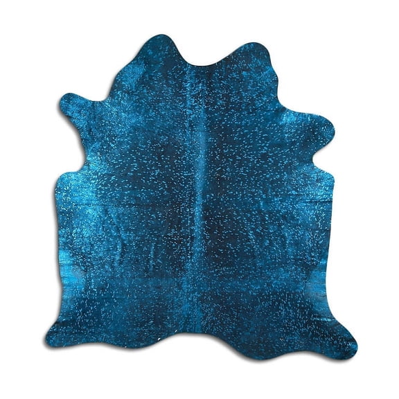 Izzat cowhide rugs for sale BLUE METALLIC ON BLACK rug