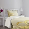 thumbnail image 5 of Ambesonne Wedding Quilted Bedspread Set 2 Pcs, Rings Floral Romantic, Twin Size, Yellow Sepia Coconut, 5 of 6
