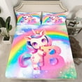 thumbnail image 2 of Erosebridal Monogrammed B Twin Sheet Sets, Kawaii Unicorn Bed Sheets Twin, Cartoon Rainbow Bedding Twin Size, Ultra Soft Bedroom Decoration, 3pcs, 2 of 7