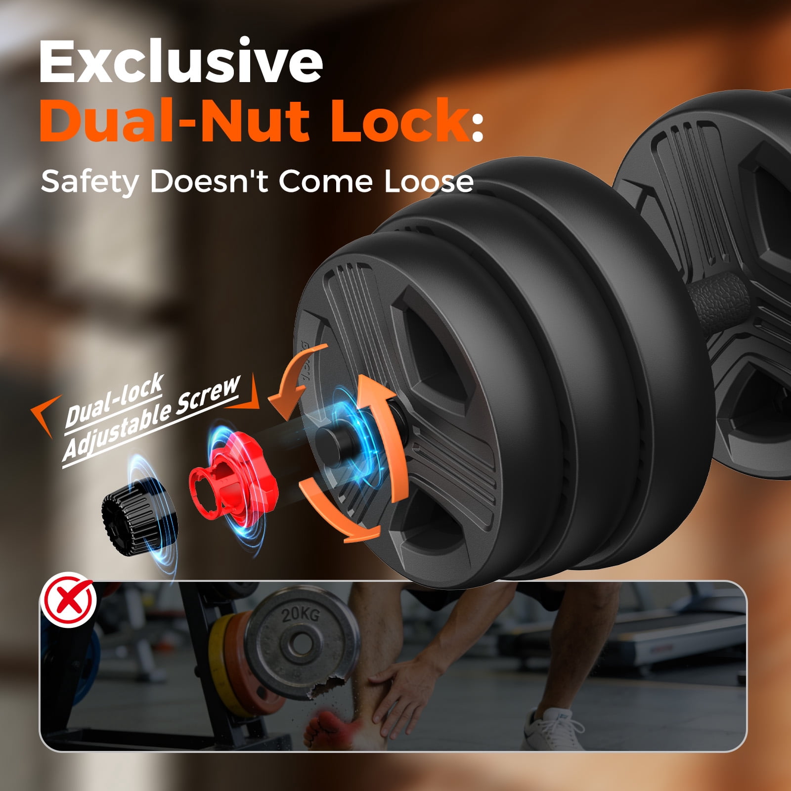 FED Fitness  Adjustable Dumbbells, 55lbs Free Weight Set with Connector, 5 in1 Dumbbells Set as Barbell, Kettlebells, Push up Stand, Fitness Exercises for Home Gym Suitable Men/Women