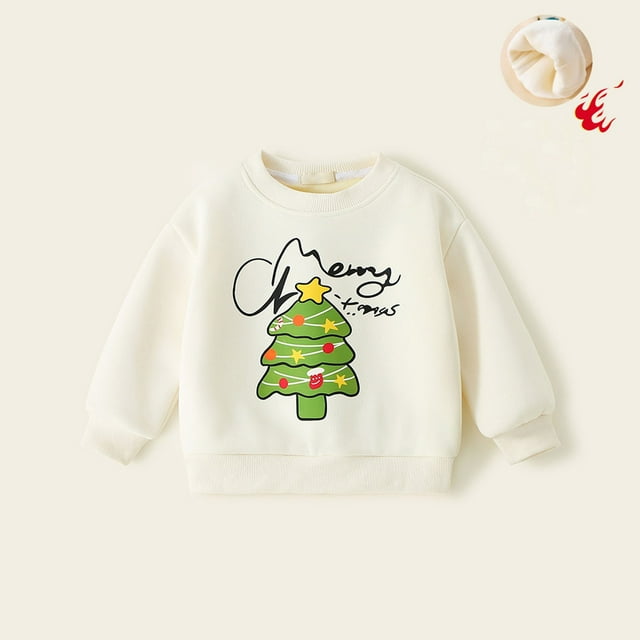 Cowsor Chandail en Molleton Bébé Noël Col Rond Chandails en Molleton Hiver Xmas Enfants Décontracté Fête Manches Longues Chandail Tops