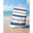 thumbnail image 4 of Blue Gray Striped Beach Towels Oversized Super Absorbent, Farmhouse Stripe Art Lightweight Bath Towel Quick Dry Sets For Bathroom/Pool/Rv Camping/Beach Play/Gym Room/Picnic 30"x60", 4 of 8