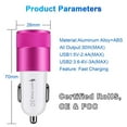 thumbnail image 2 of Fast Car Charger,2Pack FiveBox 5.4A/30W QC 3.0 Dual USB Car Charger Adapter for iPhone Samsung Fast Charging Cigarette Lighter USB Charger Adapter(Rose), 2 of 7