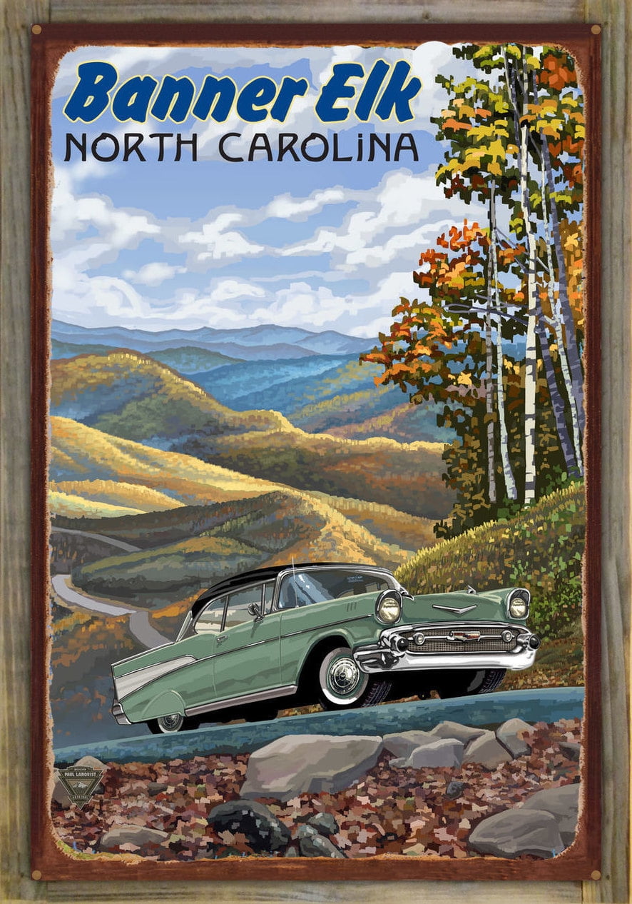 Banner Elk North Carolina Chevy Rustic Metal Print on Reclaimed Barn
