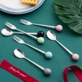 thumbnail image 3 of MasteelfCA 6pcs Ceramic Handle Mini Stainless Steel Fork Flatware Tableware for Cake Coffee Dessert (Sky-blue Fork), 3 of 8