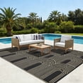 thumbnail image 5 of Kzaei Waterproof Outdoor Rug, 9'x12' Reversible Plastic Camping Area Rugs, Black & Brown, 5 of 7