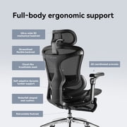 SIHOO C300 Pro Ergonomic Mesh Office Chair with Footrest, Big and Tall Home Desk Chair with Soft 6D Arms, Dynamic Lumbar Support, Gaming & Executive Computer Chairs - Black