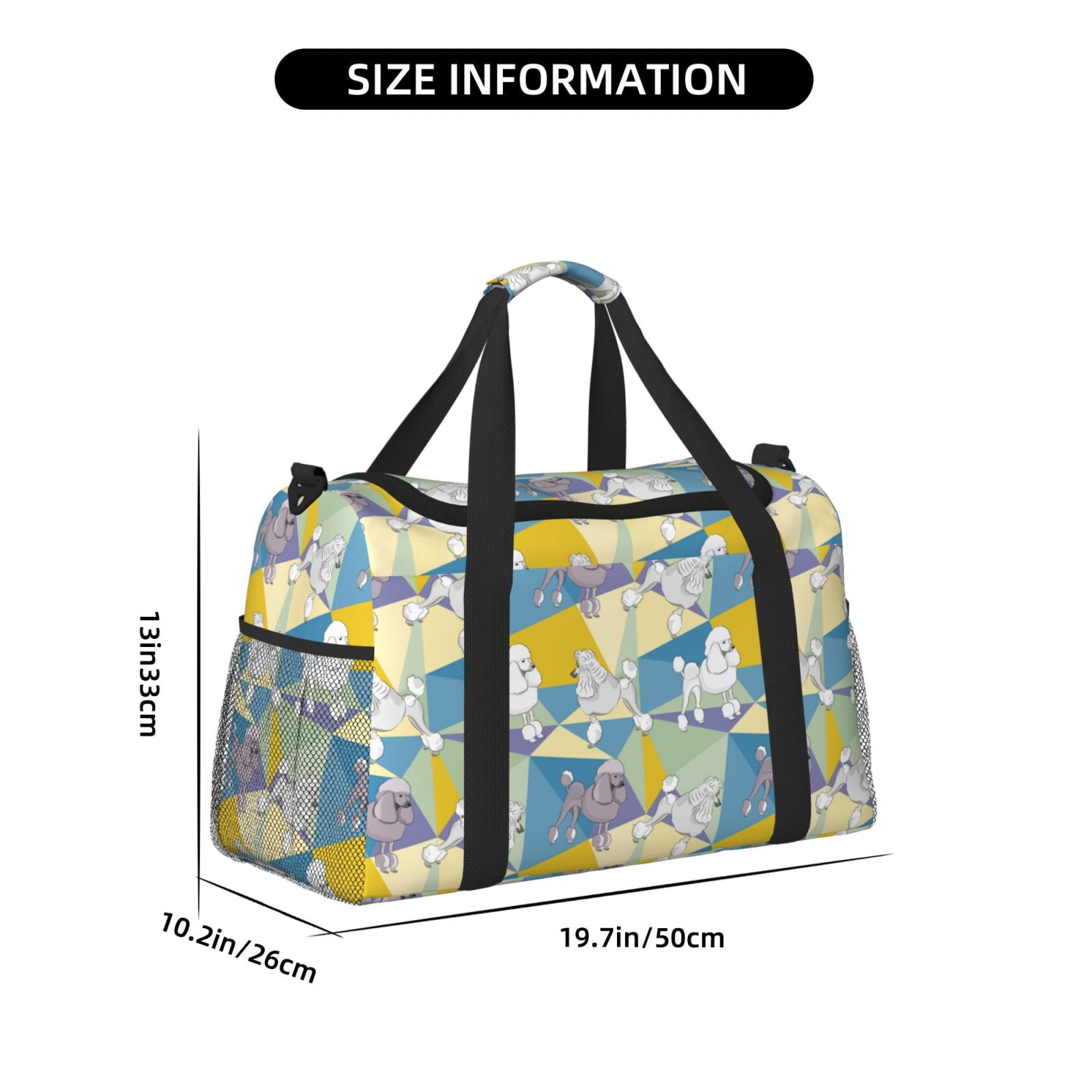 Fuzoiu Cute Poodle Dog Print Travel Duffle Bag,Carry On Tote Bags,Duffel Bag,Sport Gym Bag, Hospital Bag for Labor and Delivery, Overnight Bag,Luggage Bag