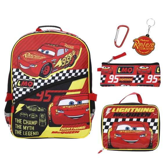 Disney's Cars Lightning McQueen 5-Piece 16" Backpack And Lunch Set For School & Travel