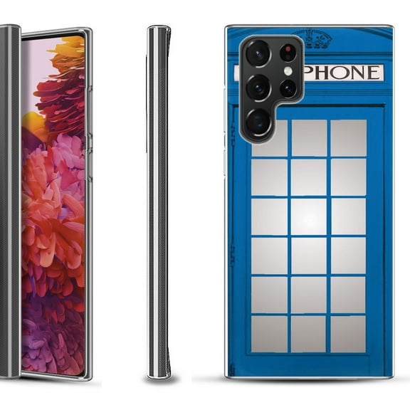 Slim-Fit Fashion Gel Phone Case for Samsung Galaxy S22 Ultra 5G, by OneToughShield ® - Phone Booth Blue