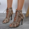 thumbnail image 2 of Peep Toe Mesh Ultra-High Heels (Beige, 6.5), 2 of 4