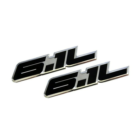 2 x (Pair / Set) 6.1L Liter Black & Polished Silver Hemi Engine Real Aluminum Emblem Badge for Dodge Charger Challenger Magnum Jeep Grand Cherokee Chrysler 300C SRT-8 SRT8 SRT (Best Exhaust For Challenger Rt)