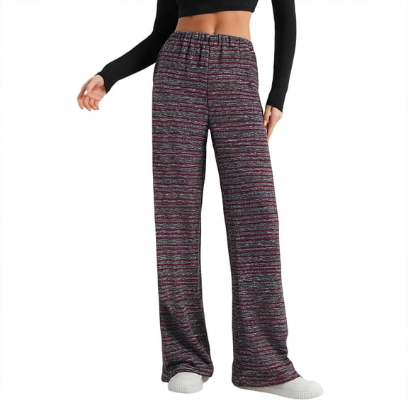 PFRNLF Soft Wide Leg Pants for Women Adjustable Shockcord High Waist Casual Lounge Pants with Pockets