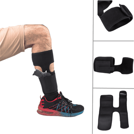 Adjustable Neoprene Elastic Wrap Concealed Ankle Carry Gun Holster with Magazine Pocket