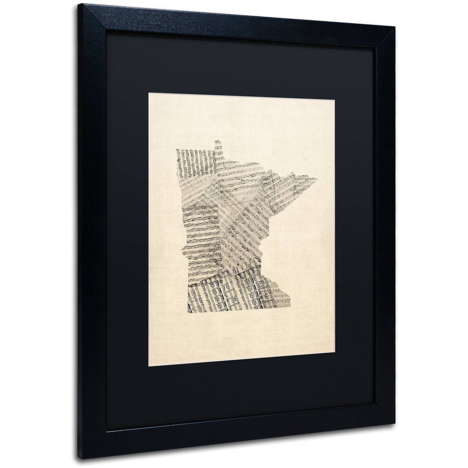 Trademark Fine Art Maps Matted Framed Art ' Old Sheet Mic Map of Minnesota ' by Michael Tompsett