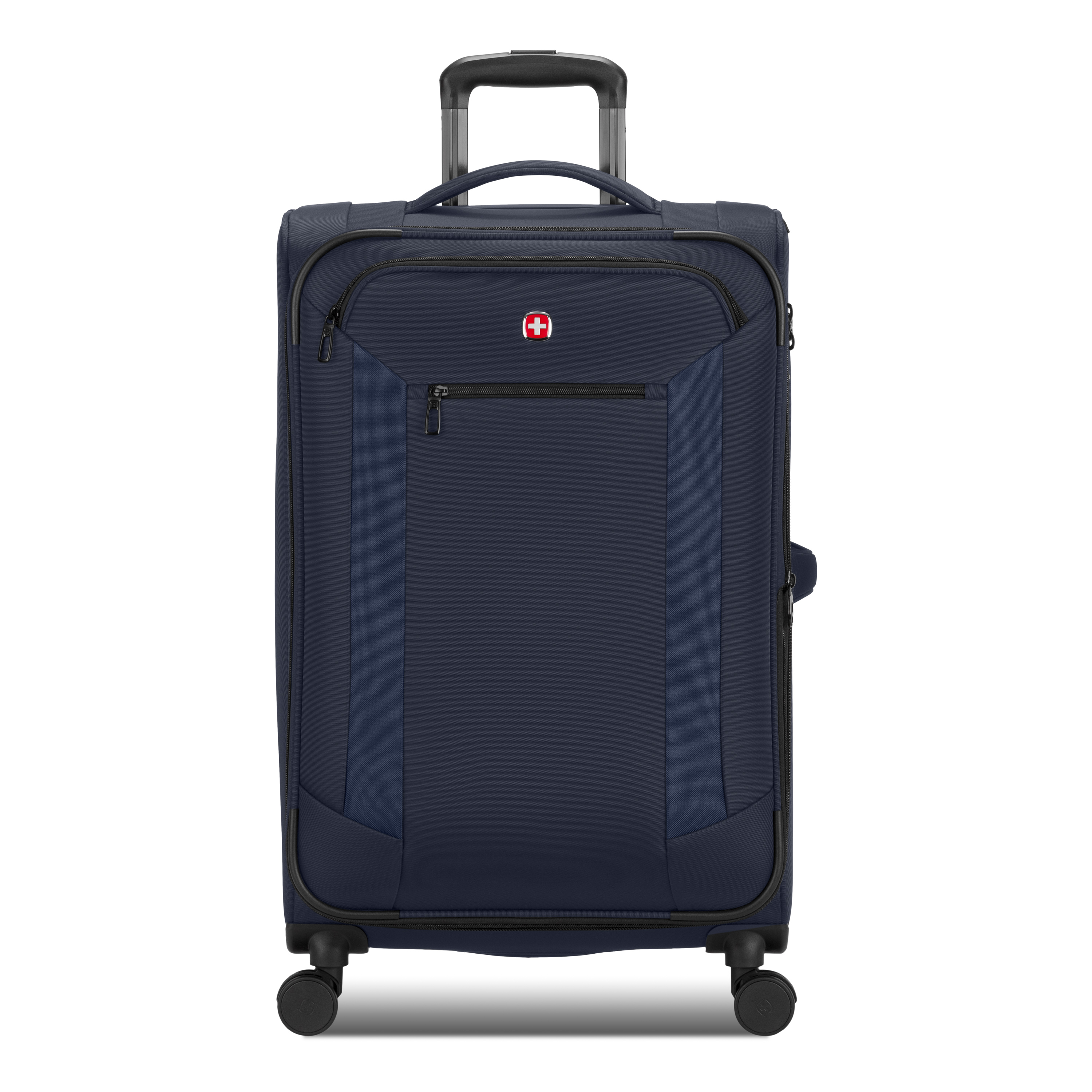 SWISSGEAR Stride Expandable Medium Checked Spinner Luggage, Peacoat Blue, 8 Wheels & Built-in TSA Lock