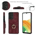 thumbnail image 3 of PU Leather Case for Samsung Galaxy A33 5G 6.4 Inch, Slim Fit Soft TPU Shockproof Drop Resistant Protective Case with Ring Holder Kickstand Card Slots Phone Cover for Samsung Galaxy A33 5G,Winered, 3 of 16