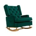 thumbnail image 4 of Accent Rocking Chair with Side Pocket, Tufted Upholstered Wingback Glider Rocker Chair for Nursery Living Room Bedroom, Hold up to 300lbs, Emerald, 4 of 7