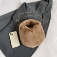 thumbnail image 3 of Bolso Mujer Elegante Bolso Tote Hombro Peludo Suave Señoras Citas Marrón, 3 of 8
