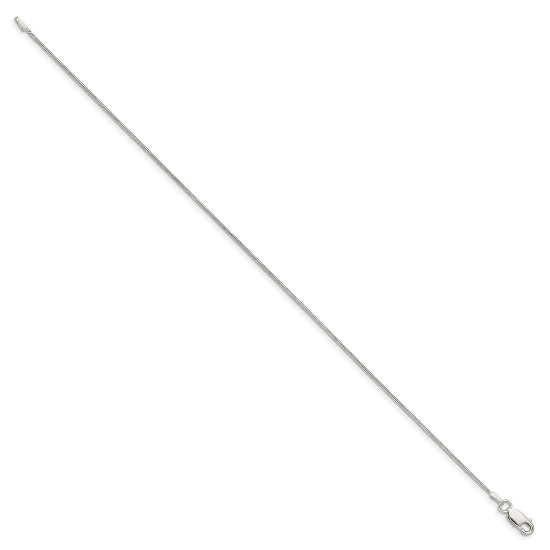 925 Sterling Silver Solid Polished .8mm Round Snake Chain Anklet 9 Inch Lobster Claw Anklet for Women and Men