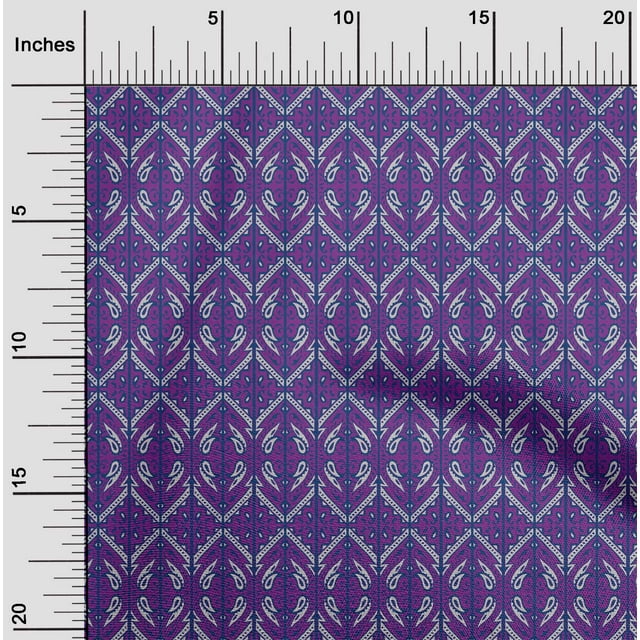 oneOone Silk Tabby Fabric Geometric & Paisley Block Print Fabric By Yard 42 Inch Wide