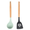 thumbnail image 1 of Utensilios de cocina del silicón, sistema del utensilio de cocina de 2 piezas, utensilios de cocina de madera fáciles de limpiar, 1 of 5