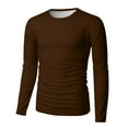 thumbnail image 5 of Mens Long Sleeve Shirts Crewneck T Shirts Fall Tops Casual Basic Tees Clothes Brown L, 5 of 6