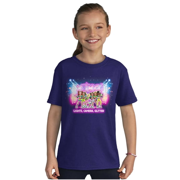 XOMG POP Lights Camera Glitter Girls Kids T Shirt Tees Teen Brisco Brands L