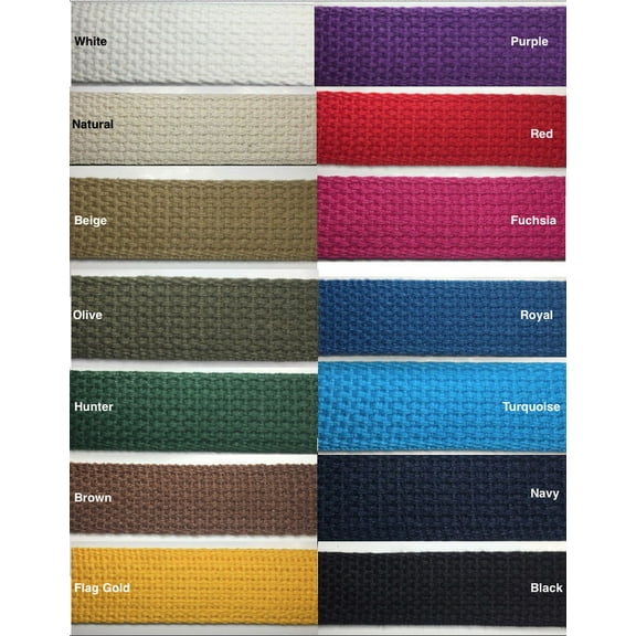 1" Cotton Webbing 1" Cotton Webbing - 10 Continuous Yards - MANY COLORS AVAILABLE!