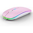 thumbnail image 1 of WREANU Wireless Bluetooth  Rechargeable Laptop Mice with LED Lights Silent Slim Use(BT5.2 and 2.4G Portable USB) Dual Mode Computer  for Laptop//Tablet//Computer/ (Black), 1 of 10