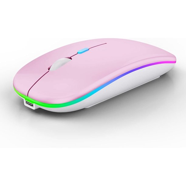 WREANU Wireless Bluetooth Rechargeable Laptop Mice with LED Lights Silent Slim Use(BT5.2 and 2.4G Portable USB) Dual Mode Computer for Laptop//Tablet//Computer/ (Black)