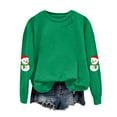 thumbnail image 5 of larppty Women's Casual Crew Neck Christmas Snowman Print Sweatshirt Loose Soft Long Sleeve Pullover Tops （Green, XXL）, 5 of 5